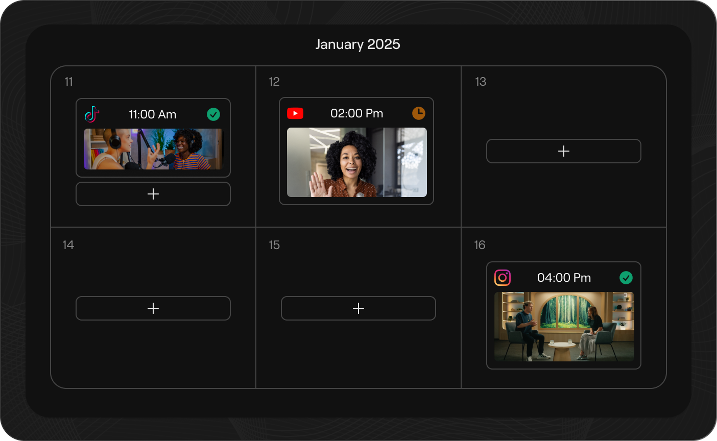 One-click publishing and content calendar for scheduled posts