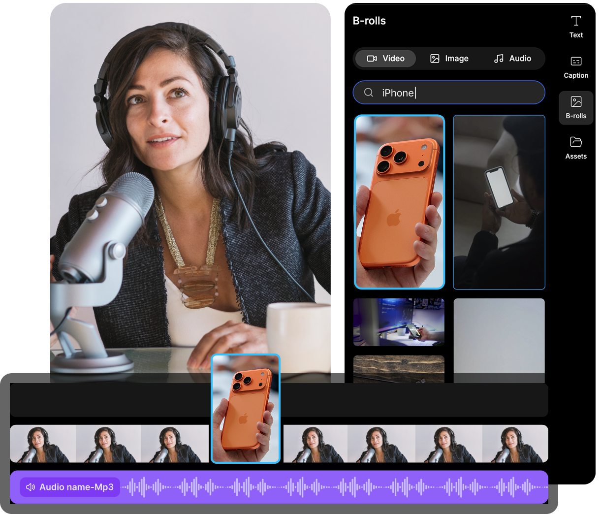 AI B-roll insertion showing contextual footage suggestions